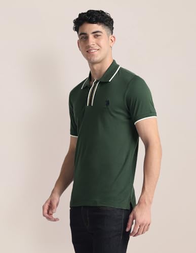 Image of Striped Placket Slim fit Polo Shirt