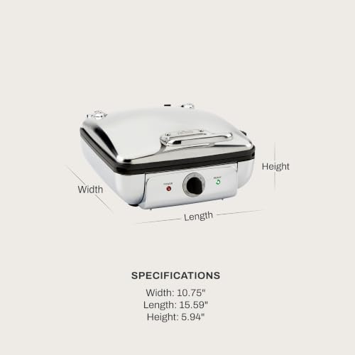 All-Clad Stainless Steel Waffle Maker 4 Section, Thick Belgium Waffle Makers, Upright Storage 1600 Watts, Nonstick, 6 Browning Levels, Dishwasher Safe - Image 3