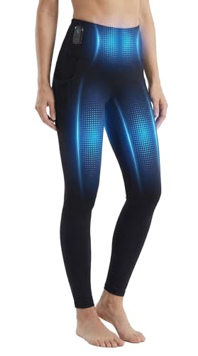 WESMART EMS Workout Leggings for Women Muscle Stimulator Training Pants for Abs & Thigh Workout Fitness Training Leggings (US Alpha Large Regular Regular) Black