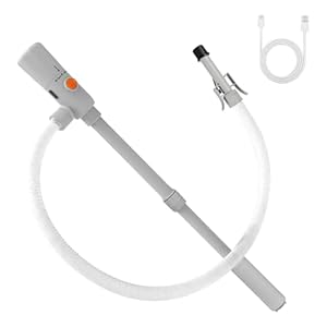 Benzinpumpe für kanister – Doppelte Stromversorgung (USB-C/AA), 2, 8 GPM, Elektrische Kraftstoff Umfüllpumpe mit Auto-Stop, Kanisterpumpe für Diesel, 51-Zoll-Schlauch mit teleskopischer Fasspumpe​