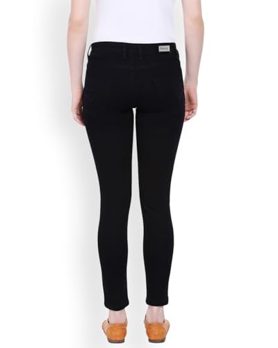 Image of TWGE - Women's Mid Rise Skinny Fit Jeans - Single Button, Stretchable Denim Pants - Ankle Length - Stylish Casual Wear
