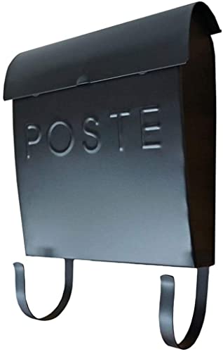 Image of NACH Black Wall Mount Mailbox with Detachable Newspaper Holder, French Euro Black Mailboxes for Outside, Pre-Drilled Holes for Easy Installation, Waterproof & Rust-Resistant, 12 x 11.2 x 4.5 Inches