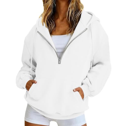 HswsEJ 3 Quarter Zip Pullover Women Fleece Pullover Oversized Hoodies - image 1
