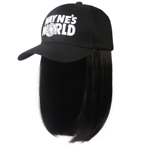 ZIXIANNIU Waynes Hat and Wig Waynes Costume Halloween Baseball Cap Brown