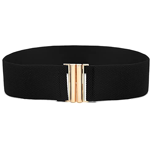 QWASZX Ceinture imprimée unie pour femme - Ceinture fine en toile - Boucle en métal - Ceinture extensible, Noir , taille unique