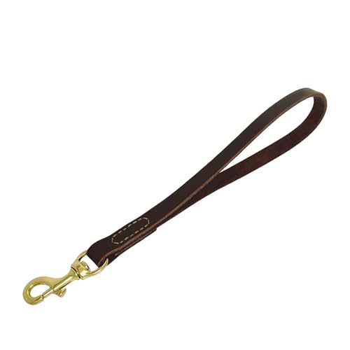 LWBMG Leather Short Dog Leash 12 Inch Short Dog Traffic Lead Leash for Large Medium Dogs Training...