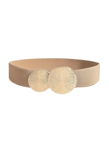 MakeMeChic Women's Metallic Wide Waist Belt Textured Elegant Retro Belts for Dress