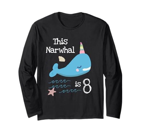 Este narval es la fiesta de cumpleaños de narvales de 8 años para niños Manga Larga