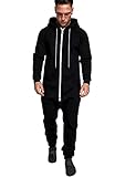 COOFANDY Fancy Onesie for Men Hooded Full Zip Romper Jumpsuit (Black/Black M)