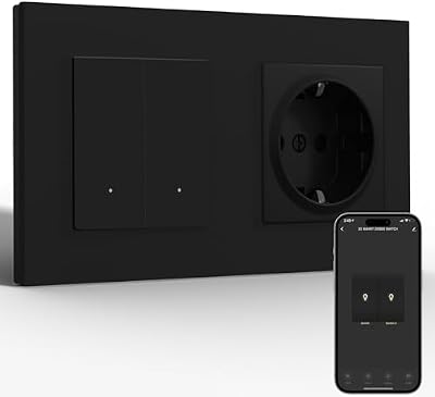 BSEED Presa normale con interruttore della luce intelligente (neutro richiesto), interruttore Wlan da incasso, compatibile con Alexa e Google Home, interruttore a pulsante 2 scomparti, 1 via, con