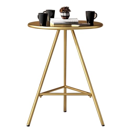 Mesa de bar redonda de metal dorado de 105 cm de alto, moderna y alta, mesa de bar con marco de metal para café, comedor, diseño de metal
