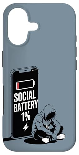Social Battery 1% ? Funny Introvert Personality Humor �X�}�z�P�[�X iPhone 17 �p