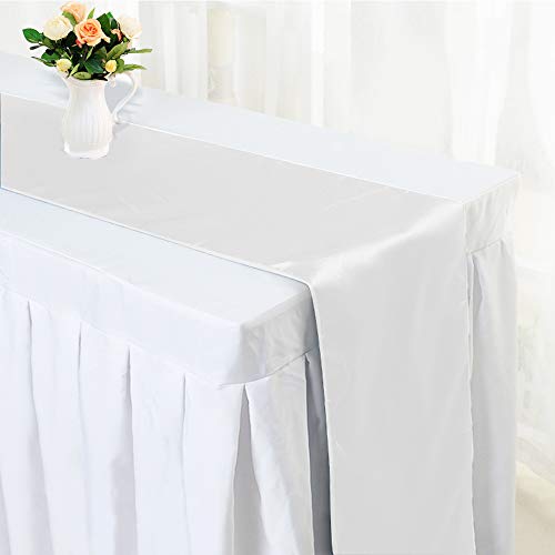 Time to Sparkle 10 Pack Satin Table Runners 12"x108"inch Chair Sashes Swags Wedding Party Table Decoration - White - Image 3