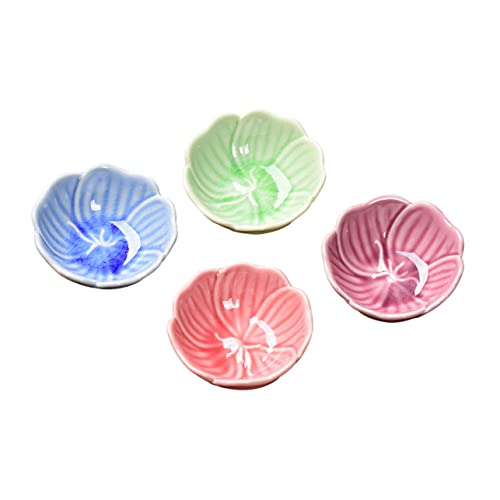Cabilock 4pcs Seasoning Dish Dipping Dishes Pink Dishes Holders Dinnerware Porcelain Side Dish Bowl Blossom Ceramic Dish Sauce Dish Soy Sauce Plate Vinegar Dish Ceramics re-usable