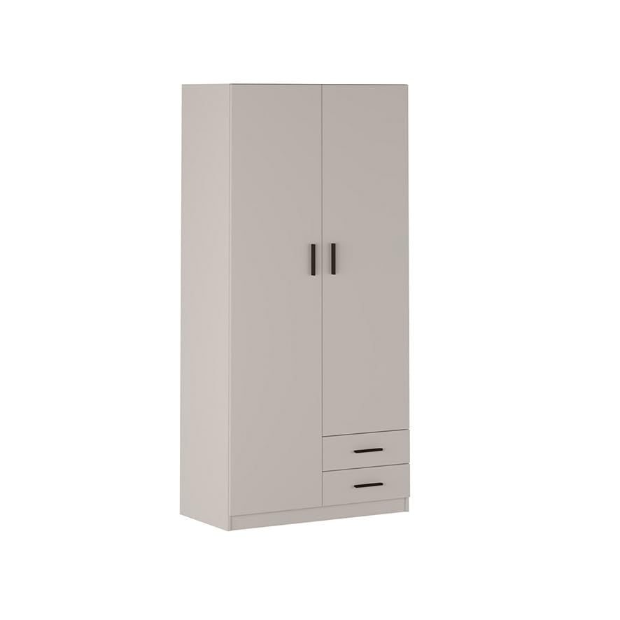 mattfy - Armario de Dos Puertas Modelo Dagna para Dormitorios de Matrimonio e Infantiles, Color Beige, Medidas: 80 cm Ancho x 180 cm Alto x 52 cm Fondo