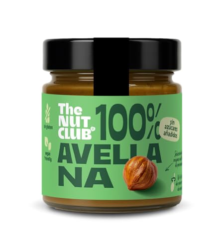 Crema de avellanas tostadas pura 180gr | The Nut Club | Sin azúcares ni cacahuete | Avellanas nacionales | 100% avellana tostada |Vegana, ni gluten, ni lácteos. 100% natural.