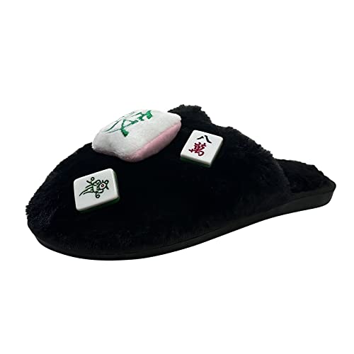 RTPR Calor de invierno para interiores y exteriores, mocasines de moda para mujer, dibujos animados, mahjong, decorados, puntera cerrada, zapatillas de algodón casuales, zapatos de verano para mujer,