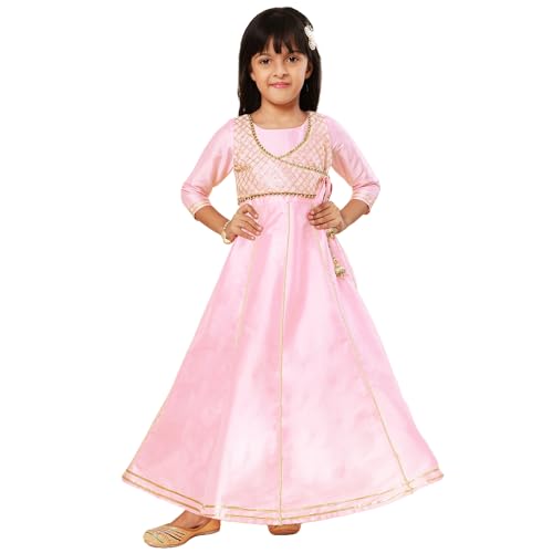 Image of A.T.U.N. (ALL THINGS UBER NICE) Girls Woven Design Gota Jacket Maxi Anarkali Gown
