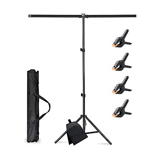 T-Shape Portable Backdrop Support Stand Kit 39.3x78.7in/3x6.6ft, MsMk Adjustable Photo Background Stand Support System with 4 Spring Clamps, Sandbag, Carry Bag, for Photography Video Studio