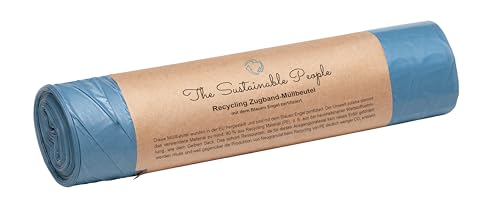 TSP Recycling Zugband Müllbeutel 60L - zu mind. 90% aus Post-Consumer-Abfällen (PE) - Blauer Engel zertifiziert - sicher & reißfest - für den Restmüll und die Wertstoffsammlung (60 Liter (10 Stück))