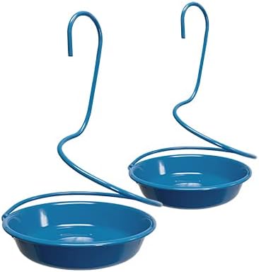 Woodlink Metal Spiral Mealworm Feeders Blue Pack of 2, Hanging Dish Bird Feeders with Perch Spiral, Outdoor Feeders for Mealworms Seed Suet Nuggets for Backyard Wild Birds