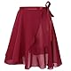 DiULi Ballett Rock Damen, Ballett Wickelrock Röcke Ballerina, Tanzrock Verstellbarer Taille Atmungsaktiv Ballettrock für Mädchen und Damen, XL, Rotwein