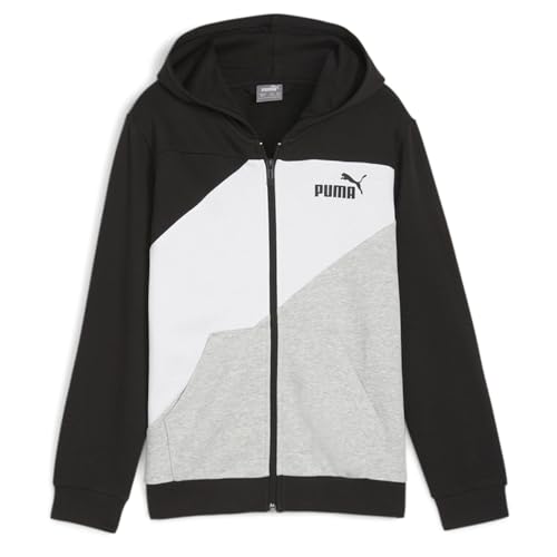 PUMA Kids Boys Power Colorblock Hoodie Athletic Outerwear Casual - Black