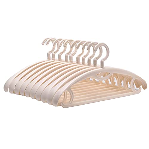 Percha de plástico extra grueso de hombro ancho adulto 360 grados giratoria antideslizante estándar Percha de ropa ideal para uso diario, color beige, paquete de 10 Cover