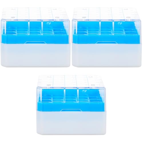 Unomor Box Cold Storage Tubes Rack Freezer Storage Box with Drain Air Vents for Cryovial Sample Identification Repeatable Freezing Thawing Layout