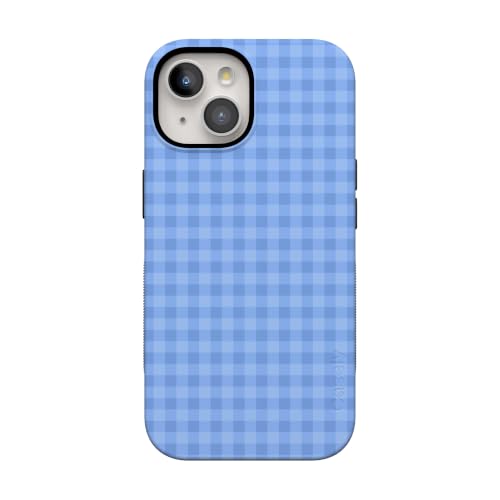 Casely iPhone 15 Plus Case | Sweet Jam | Blue Gingham | Bold Protective Design | Compatible with MagSafe