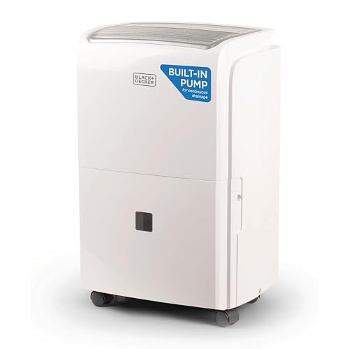 BLACK+DECKER 4500 Sq. Ft. Dehumidifier with Drain Pump for Extra Large Spaces and Basements, Energy Star Certified, BDT50PWTB