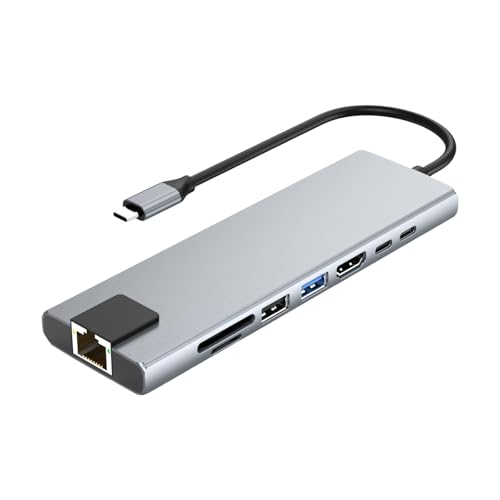 Hub USB C multiport para teletrabajo con extensor de escritorio y toma de red RJ45