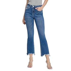 Flying Monkey High Rise Kick Flare Jeans Medium Blue