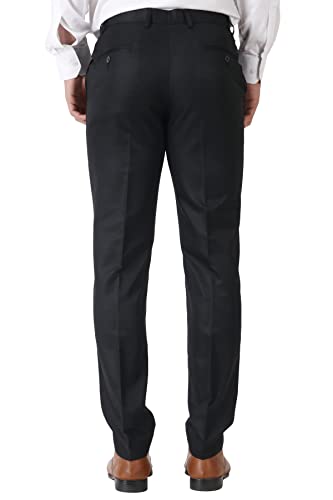Image of MALENO Men's Slub Effect Solid Trouser | Classic Slim Fit Formal Trousers for Men | Slim Fit Trousers for Men