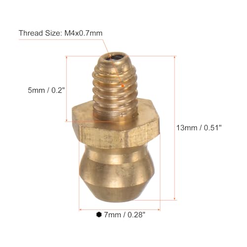Image of HARFINGTON 15pcs Brass Straight Grease Fitting M4x0.7mm Metric Thread Hydraulic Grease Nipple Accessories for Car