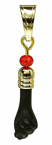 RC & J GENERAL 14kt Gp Black Hand Evil Eye Lucky Charm Pendant Azabache Mal De Ojo Dije2