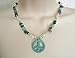 Turquoise Peace Sign Necklace, handmade jewelry boho bohemian hippie gypsy new age cowgirl southwest