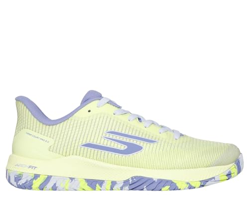 Image of Skechers Women's Viper Court Pro 2.0 Trainers, Lime Synthetic Textile Lavender Trim, 8 US
