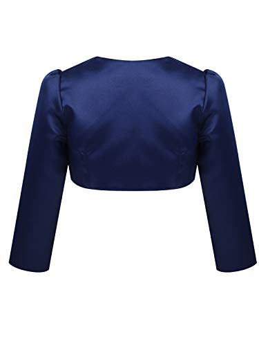 Mufeng Girl's Long Sleeves 3D Flower Satin Beaded Bolero Jacket Shrug Short Cardigan Wedding Bridesmaid Dress Cover up2