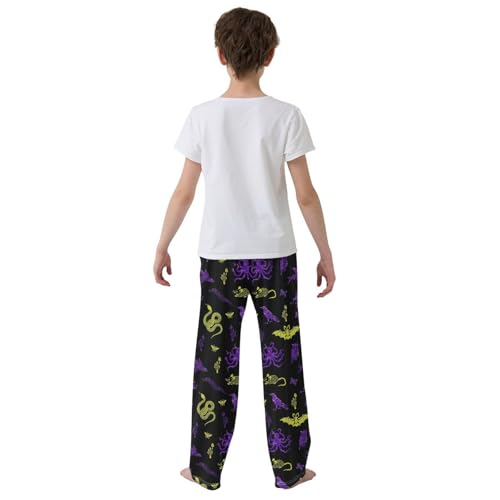 ZZXXB Bat Snake Spider Boys Long Pants Soft Trousers Elastic Waist Kids Lounge Bottoms with Pockets S-XL3