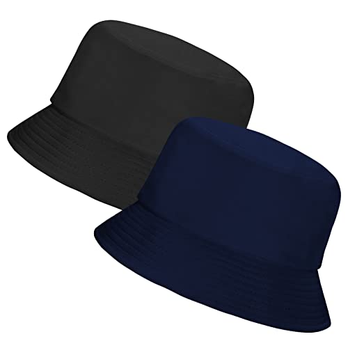 Image of Rosoz 1 & 2 Pack Bucket Hat for Women Men Summer Travel Beach Sun Hat Outdoor Cap Unisex Bucket Hats