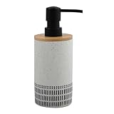 Dispenser di sapone Spirella in poliresina e bambù Yuma nero e bianco