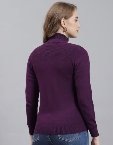 Image of Monte Carlo Women Regular Fit Full Sleeve Solid T Neck Winter Cardigan (Pack of 1)
