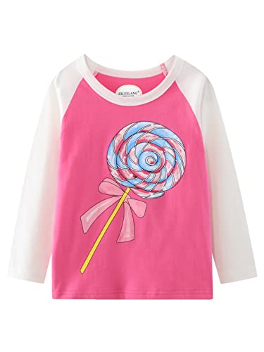 Girl Long Sleeve Shirts Christams Tops Tees Cotton Casual Stripe Crewneck Graphic Jersey Tunic T-Shirts 3 Packs Sets3