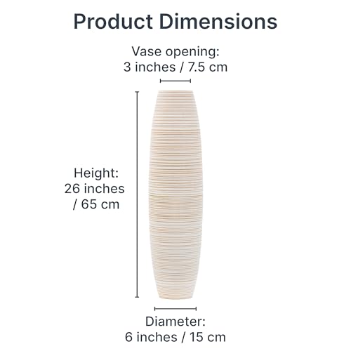 Image of Leewadee Large Floor Vase 26 inches Mango Wood for Pampas Grass, Dried Flowers