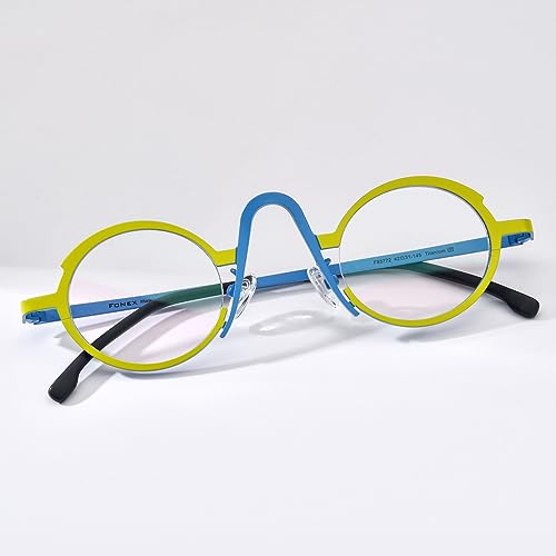 Image of FONEX Colorful Pure Titanium Glasses Frame Women Retro Round Eyeglasses