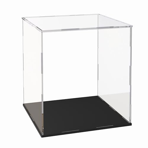 CANCLEAR Acrylic Display Case for Collectibles and Toys, Versatile Clear Acrylic Display Box with Black Base for Action Figures and Trophy,10x10x14-inch