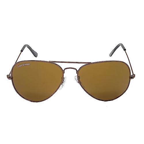 Image of Louis Kouros Armstoner Aviator Classic Trendy 3026 sunglasses | Mirror Lens | 400 UV Protected | For Men's Women's | Medium | 62mm Lens Width