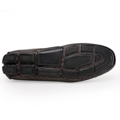 Men's Leather Driving Moccasin, Crocodile Printed Slip on Dress Shoes with Buckle Party Wedding Shoes Slip-on Loafers for Mens4