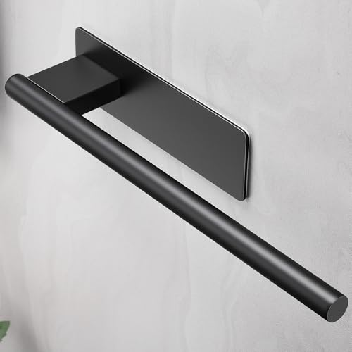 ALOCEO Self Adhesive Towel Rail Hand Towel Holder 304 Stainless Steel Towel Holders for Bathrooms and Kitchen 28CM Matte Black